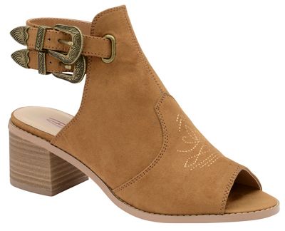 Tan 'Debra' block heeled ankle strap shoes